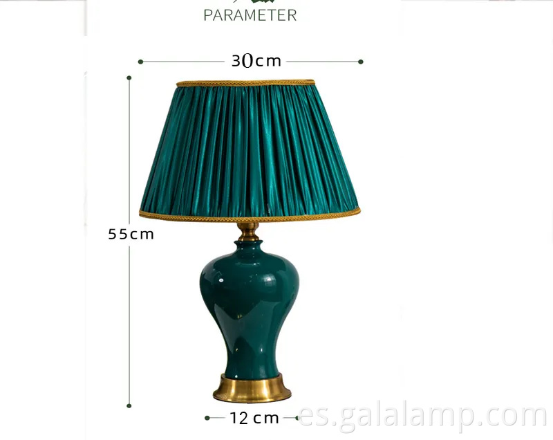Lámpara de mesa de cerámica verde moderna lámpara de mesa decorativa del palacio